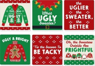Big Dot Of Happiness Ugly Sweater - Funny Holiday & Christmas Party Decor Drink Coasters - Set of 6