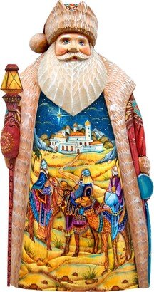 G.DeBrekht Woodcarved and Hand Painted Three Kings Santa Figurine