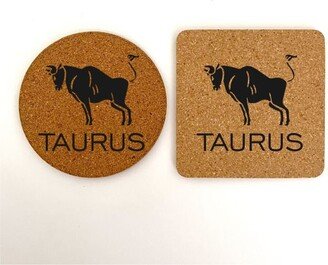 Taurus Engraved Cork Coasters, Astrological Sign, Zodiac, Born in May, Horoscope, Everyday Use, Table Protector, Free Shipping