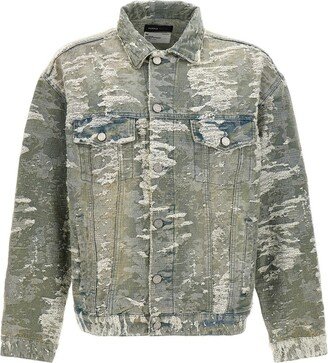 Destroyed effect denim jacket