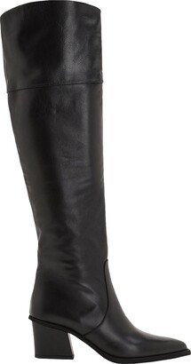 Leather Over The Knee Western Boot Knee Boots Black