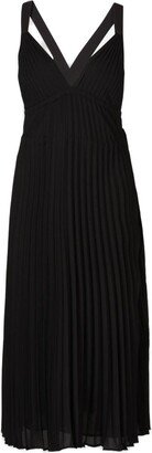 Pleated V-Neck Dress