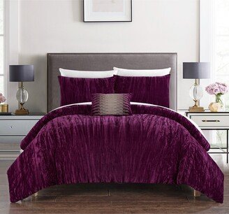 Kerk 8 Piece Crushed Velvet Bed in a Bag Comforter Set