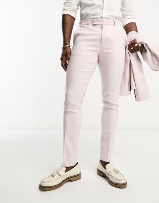 Oxford skinny suit pants in berry