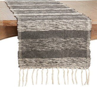 Saro Lifestyle Cotton Table Runner With Striped Design, Black, 16