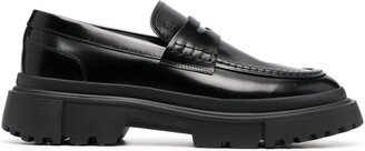 Leather Ridged-Sole Loafers