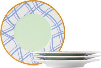 Misette Blue Grid Salad Plate Set, 4 pcs