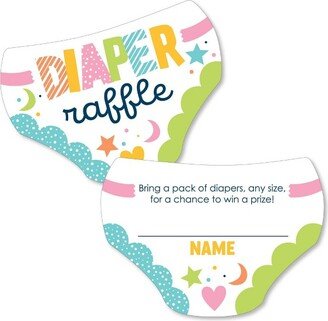 Big Dot of Happiness Colorful Baby Shower - Diaper Shaped Raffle Ticket Inserts - Gender Neutral Baby Shower Diaper Raffle Game - Set of 24