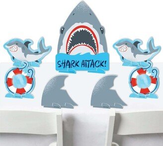 Big Dot of Happiness Shark Zone - Jawsome Shark Party or Birthday Party Centerpiece Table Decorations - Tabletop Standups - 7 Pieces