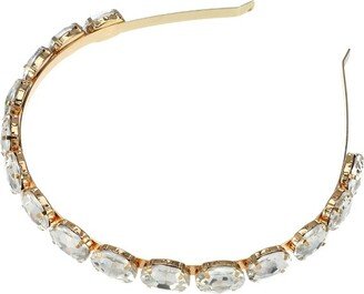 Unique Bargains Women's Metal Oval Colorful Crystal Rhinestone Headband White