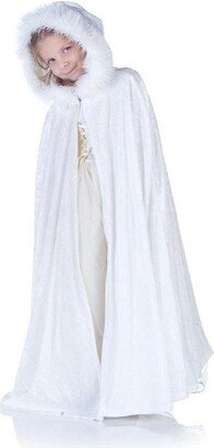 Underwraps Costumes Panne Velvet Costume Cape Child: White & Faux Fur Trim One Size Fits Most