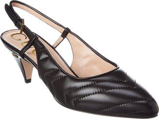 Matelasse Leather Slingback Pump