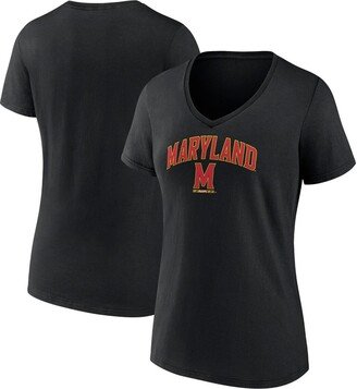 Women's Branded Black Maryland Terrapins Evergreen Campus V-Neck T-shirt