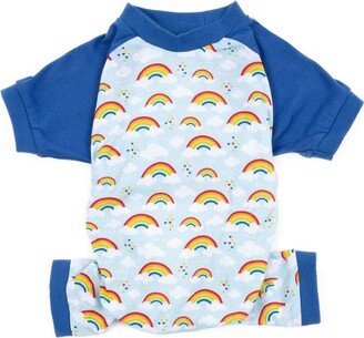 Leveret Dog Cotton Pajamas Rainbow Blue XS