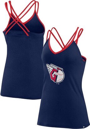 Women's Branded Navy Cleveland Guardians Barrel It Up Cross Back V-Neck Tank Top