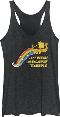 Women's Thor: Love and Thunder New Asgard Tours Logo Racerback Tank Top - Black Heather - X Small