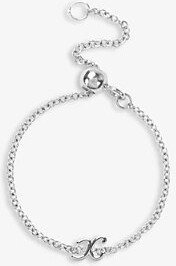 Womens White Initial-charm X 18ct White-gold Chain Ring