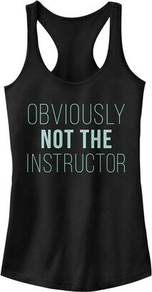 CHIN UP Apparel Junior's CHIN UP Not the Instructor Racerback Tank Top - Black - Medium