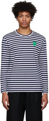 Navy & White Striped Heart Patch Long Sleeve T-Shirt
