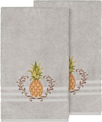 Welcome Embellished Bath Towel - Set of 2 - Light Grey