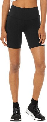 7 High-Waist Cargo Biker Short in Black, Size: 2XS