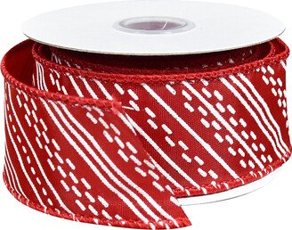 Ribbon Wired Diagonal Striped Red/White