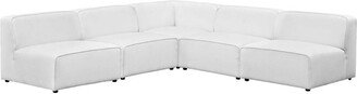 5pc Mingle Upholstered Fabric Armless Sectional Sofa Set White