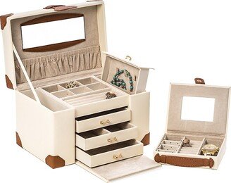 4-Level Multi-Compartment Leather Jewelry Box