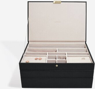 Stackers Supersize Jewelry Box Starter Set Black Set of 3