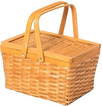 Picnic Storage Basket with Cover and Movable Handles