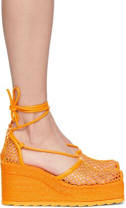 Orange Sporty Web Wedge Espadrilles