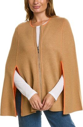 Zip Front Reversible Wool & Cashmere-Blend Cape