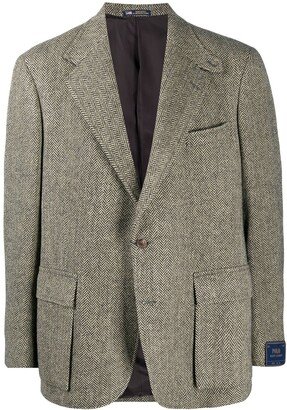 Herringbone Single-Breasted Blazer