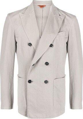 Double-Breasted Cotton-Blend Blazer-AB