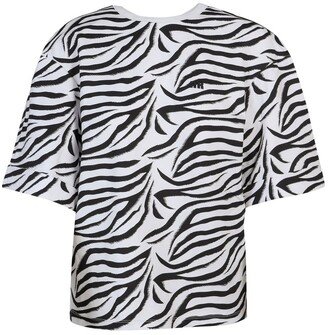 Keyhole Detailed Zebra-Printed T-Shirt