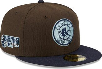 Men's Brown, Navy Boston Red Sox 2007 World Series Walnut 9FIFTY Fitted Hat - Brown, Navy