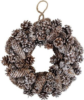 Northlight Frosted Assorted Pinecone Decorative Christmas Wreath, 13.5-Inch, Unlit