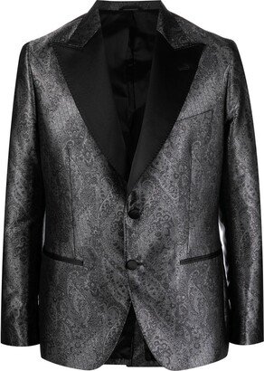 Paisley-Print Single-Breasted Blazer