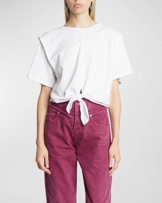 Zelikia Knotted Short-Sleeve Crop T-Shirt