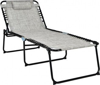 4 Position Folding Lounge Chaise with Adjustable Backrest and Footrest