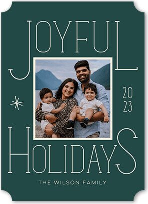 Holiday Cards: Joyful Deco Type Holiday Card, Green, 5X7, Holiday, Matte, Signature Smooth Cardstock, Ticket