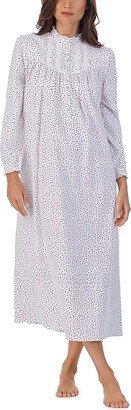 Cotton Flannel High Neck Long Sleeve Gown (Ditsy Rosebuds) Women's Pajama