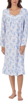 Long Sleeve Waltz Gown (White Ground Floral) Women's Pajama