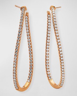 18k Rose Gold Diamond Twist Hoop Earrings