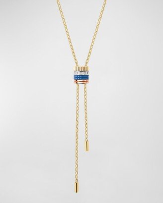 Tricolor 18K Gold Quatre Blue Ceramic and Diamond Necklace