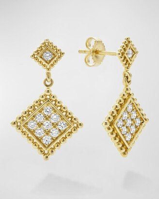 18K Covet Diamond 13mm Post Earrings with Pave Drops