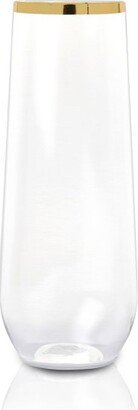 9 oz. Clear with Gold Stemless Plastic Champagne Flutes (64 Glasses)