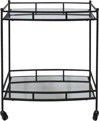 28 Rectangular Metal 2 Tier Bar Cart Black