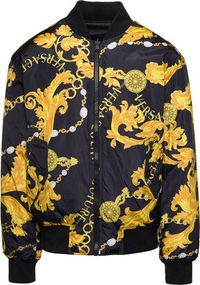 Baroque-Printed Reversible Bomber Jacket