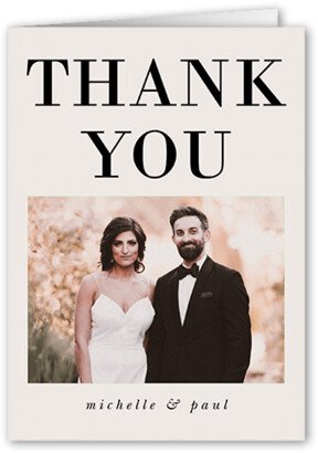 Wedding Thank You Cards: Big Letters Wedding Thank You Card, Grey, 3X5, Matte, Folded Smooth Cardstock